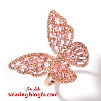 انگشتر پروانه ای نگین دار